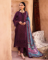 3-PC Unstitched Chicken kari Doriya Lawn By Nureh | NE-161